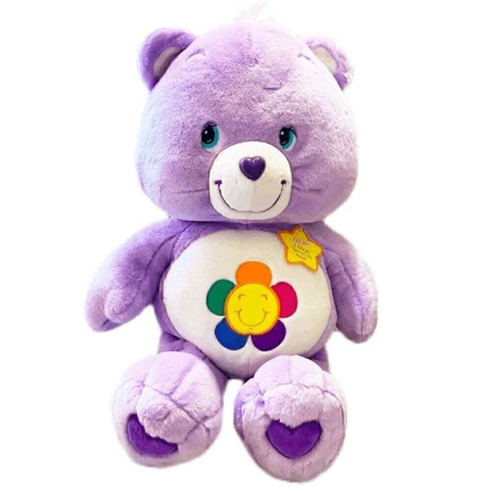 Nwot Vtg 2003 Big Purple Care Bear Stuffed Toy Bear Can Talk Animal Plush 28''